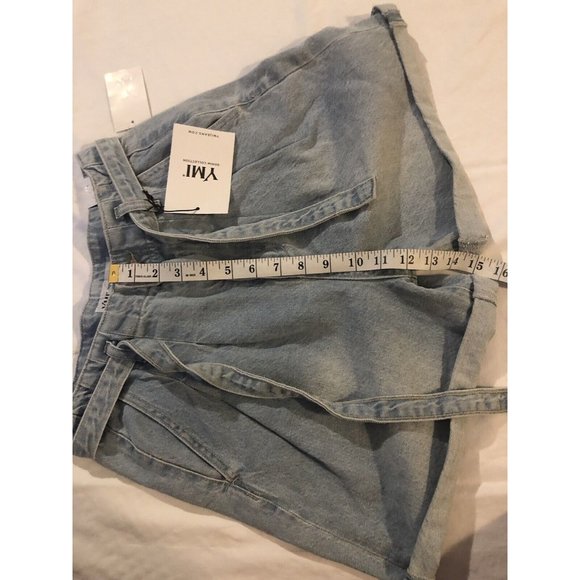 YMI High-rise shorts Denim jeans Collection wide leg size 5, celestial blue NWT - Picture 6 of 11